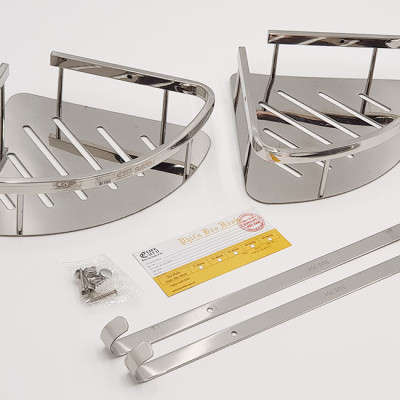 Kệ góc đôi phòng tắm Inox SUS 304Eurolife EL-KG2 (Trắng bạc)