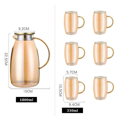 Bộ bình nước + 6 cốc thuỷ tinh đổi màu chịu nhiệt 1,8L cao cấp mẫu mới 2021