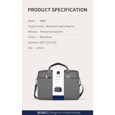Túi Đựng Laptop Wi WU Minimalist Bag Pro 2, chất liệu vải, chống nước - Hàng chính hãng