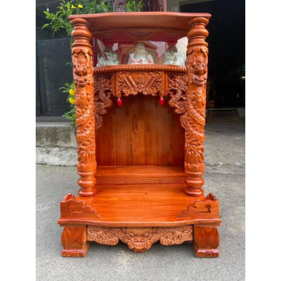 bàn thờ ông địa xoan hộp đèn , bàn thờ gỗ giá rẻ , bàn thờ thần tài ông địa 61 x 98cm, bàn thờ ông địa