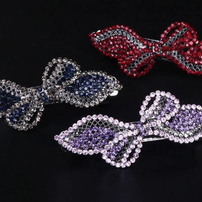 Kẹp tóc nửa sau - Kẹp tóc đính đá hình nơ chiếc lá - Kẹp tóc đính đá sang trọng nhiều màu lựa chọn