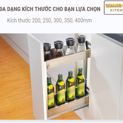 Giá gia vị tủ bếp dưới inox hộp hàng chính hãng Grob sang trọng hiện đại