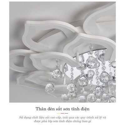 Đèn Ốp Trần 16-20  Cánh Hoa Sen Thả Pha Lê_Mâm Ốp Trần Trang Trí Phòng Khách_Chế Độ 3 Màu Ánh Sáng - Hàng chính hãng klasse