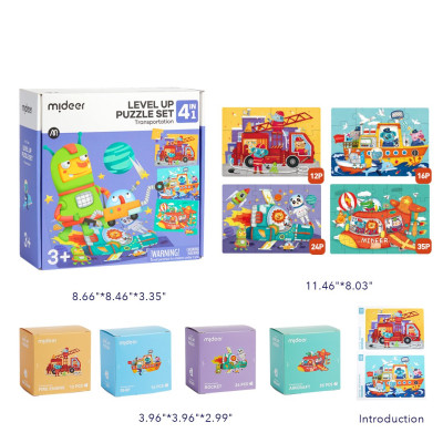 Đồ Chơi Xếp Hình Mideer Level Up Puzzle Set 4in1 (04 tranh 12-16-24-35 mảnh ghép) - Dành cho bé từ 3 tuổi
