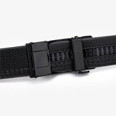 Thắt Lưng Da Nam GENCE LG31 Da Bò Cao Cấp Màu Đen Viền Kim Loại Mạ Bạc