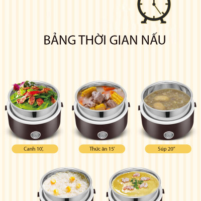 Hộp cơm cắm điện Tiện lợi có lõi hâm nóng thức ăn nhanh cho dân văn phòng, dân phượt KitAcoom, hàng nhập khẩu chính hãng cao cấp 