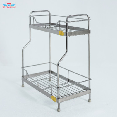 Kệ gia vị 2 tầng inox 304 Tín Thành Phát – Đựng chai lọ, đồ dùng bếp gọn gàng, bền đẹp