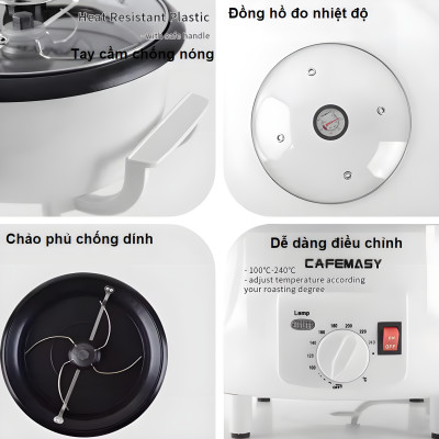 Máy rang hạt cà phê và các loại hạt tự động thương hiệu Cafemasy SCR-300 cao cấp - Hàng Chính Hãng