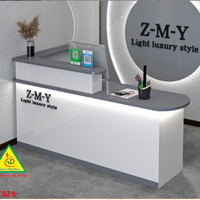 QUẦY LỄ TÂN, QUẦY TIẾP TÂN, QUẦY TÍNH TIỀN, QUẦY THU NGÂN QTT424 ( BÀN KHÔNG ĐÈN)- Nội thất lắp ráp Viễn Đông Adv