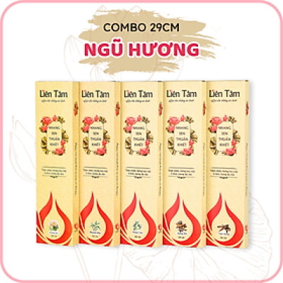 Combo 5 hộp nhang Sen 5 mùi hương 29m - 100 cây/hộp - Nhang sạch nhang xanh - nhang chung cư, ít khói, dịu nhẹ