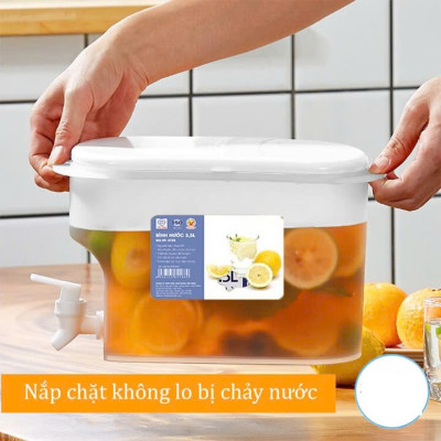 Bình Nước 3.5L Việt Nhật Có Vòi Để Tủ Lạnh ,Đựng Nước Trái Cây Tiện Lợi Đa Năng ( Tặng kèm sticker)