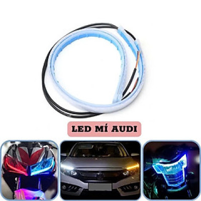 Đèn Mí Audi Cho Xe Máy & Ô Tô - Combo 2 Dây Led DC 12V Dài 60cm, Hiệu Ứng Demi Gạch & Xi Nhan Chạy Đuổi