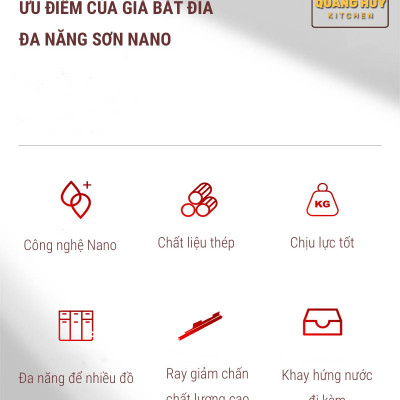 Giá bát đĩa tủ dưới inox sơn Nano bảo hành 10 năm không han gỉ thương hiệu Grob
