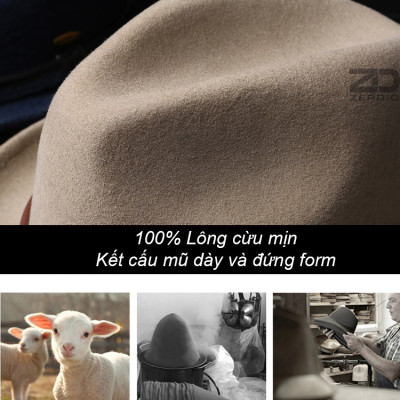 Mũ Phớt Nam Hàng Hiệu MrDuck Lông Cừu Cao Cấp