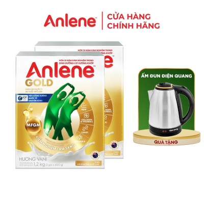 Combo 2 Sữa Bột Anlene Gold Hương Vanilla (Hộp giấy 1200g) - Tặng ấm đun Điện Quang