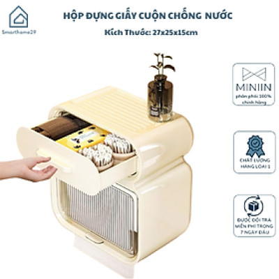 Hộp Đựng Khăn Giấy Cuộn Chống Thấm Nước Treo Tường Ngăn Kéo - Thiết Kế Không Đục Lỗ, Tiện Lợi, An Toàn - HÀNG CHÍNH HÃNG MINIIN