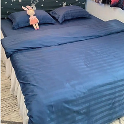Bộ vỏ chăn ga gối cotton 3F kẻ sọc LIDACO vải dày mát nhiều mẫu lựa chọn