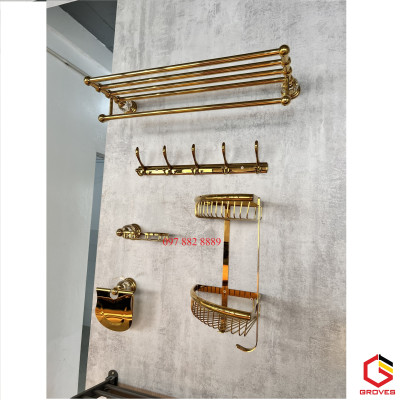 Kệ góc mạ vàng cao cấp phòng tắm, đẹp quý  phái, inox 304 mạ vàng