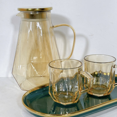 Set Bộ Bình Nước Kèm 6 Ly Thủy Tinh Pha Lê Cao Cấp