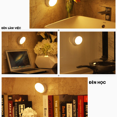 Đèn LED cảm ứng, cảm biến thông minh không dây, Pin sạc, nhận diện người có nam châm gắn tường xoay 360 độ làm đèn học, cho phòng ngủ, nhà vệ sinh, cho tủ quần áo, cầu thang, ban công, hành lang - MH2011