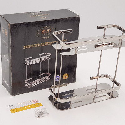 Kệ tường đôi phòng tắm Inox SUS 304 Eurolife EL-KT10 (Trắng Bạc)