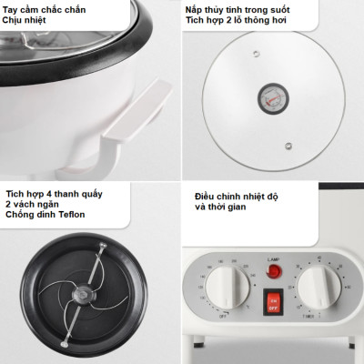 Máy rang các loại hạt tự động tích hợp điều chỉnh thời gian, thương hiệu Mỹ cao cấp Cafemasy SCR-300B. Hàng chính hãng