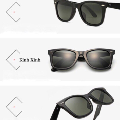 Kính râm Nam Dáng Cổ Điển Mắt Kính Thủy Tinh Chống Vỡ Cao Cấp + Tặng Fullbox Phụ Kiện Cao Cấp