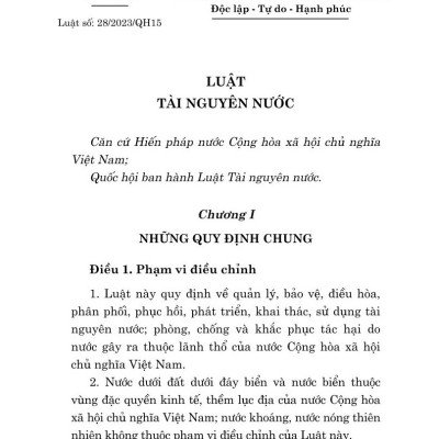 Luật tài nguyên nước ( bản in 2024)
