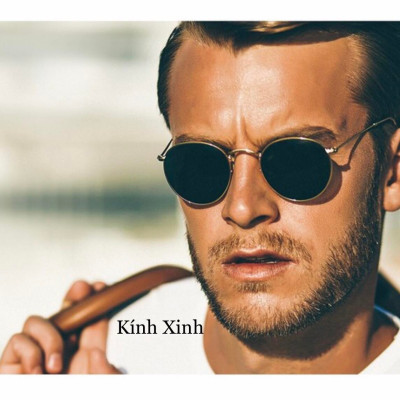 Kính râm Mắt Tròn Nhỏ Round Metal Tròng Thủy Tinh Chống Nắng UV