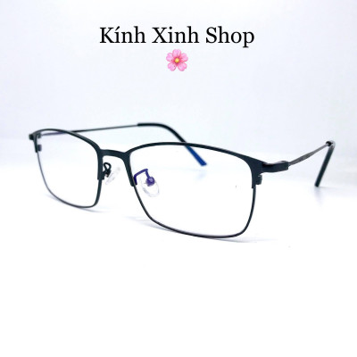 Kính mắt vuông kim loại Korea tăm mảnh tròng chống ánh sáng xanh uv (Nhiều màu)