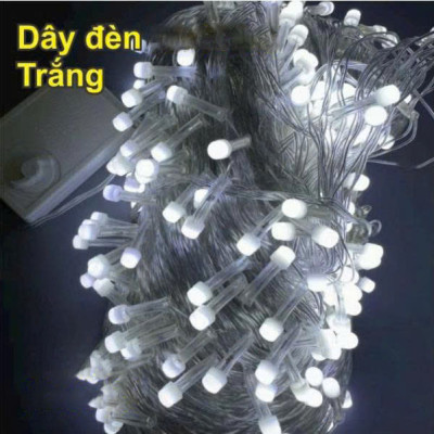 Dây Đèn Dp Sáng Trắng 8 Chế Độ Chớp Dài 80M Bóng Lớn V8 Có Box Điều Chỉnh Và Đầu Nối