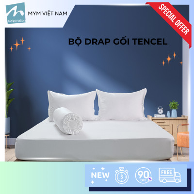 Bộ drap gối MYM chất liệu vải Tencel màu 160CM x 200CM x 30CM
