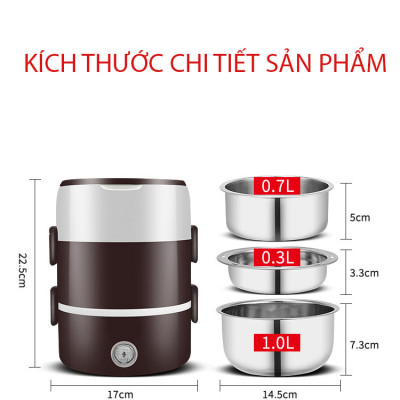 Hộp cơm cắm điện Tiện lợi có lõi hâm nóng thức ăn nhanh cho dân văn phòng, dân phượt KitAcoom, hàng nhập khẩu chính hãng cao cấp 