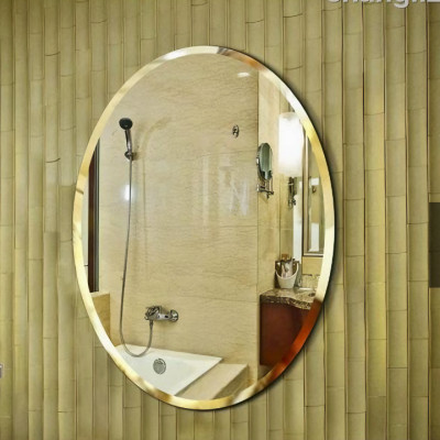 Gương tròn viền thoi KG103 nhà tắm tráng bạc cao cấp loại tốt, bao ko bể vỡ, kiếng cường lực 5mm - Hàng chính hãng
