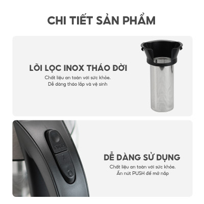 Ấm siêu tốc thuỷ tinh 1,8lit Lebenlang LBE2819 (hàng chính hãng)
