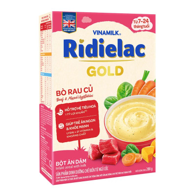 Bộ 2 Bột Ăn Dặm Vinamilk Ridielac Alpha Vị Bò Rau Củ (200g/ Hộp)