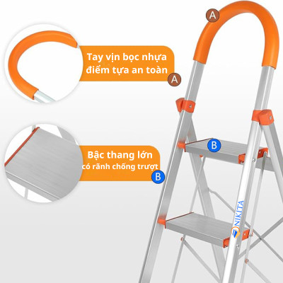 Thang ghế tay vịn, khung chắc chắn, gấp gọn tiết kiệm không gian, chính hãng Nikita