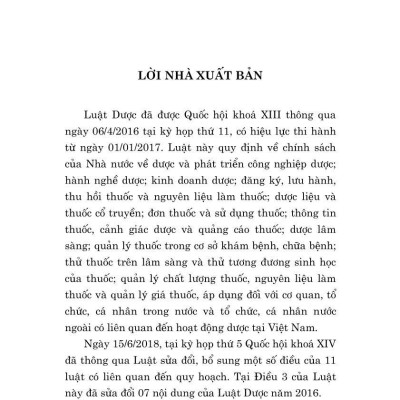Luật Dược năm 2016 ( Sửa đổi, bổ sung năm 2018,2024)