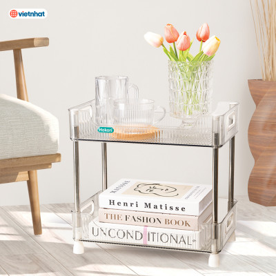Kệ chữ nhật trong HOKORI khung inox 2 / 3 tầng nhựa VIỆT NHẬT cao cấp đựng đồ đa năng - Văn phòng, vệ sinh, phòng khách - Hàng Việt Nam