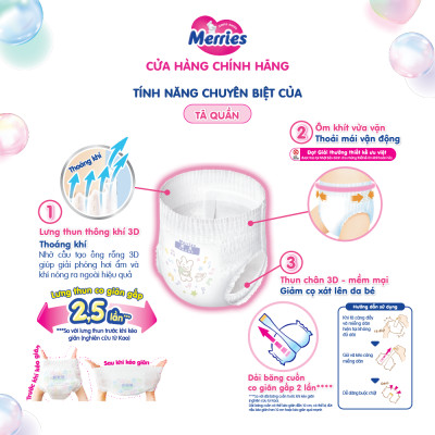 Tã/bỉm quần Merries size L - 44 miếng (dành cho bé từ 9 - 14kg)