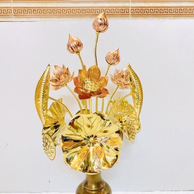LỌ HOA SEN ĐỒNG CAO 72 CM CHẤT LIỆU BẰNG ĐỒNG  PHONG THỦY TÀI LỘC