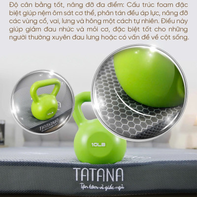 Nệm Foam Tatana Massage Relax, Cấu Trúc Lượn Sóng, Duy Trì Tư Thế Nằm Giảm Áp Lực Cơ Thể