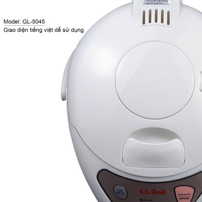 Bình thủy điện Gali GL-5045 dung tích 4.5 lít, phích cấu tạo 2 lớp thân ngoài nhựa, ruột inox 304, hàng chính hãng 100% Gali, bảo hành 24 tháng