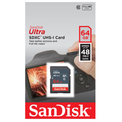 Thẻ Nhớ SD Ultra Sandisk 64GB Class 10 - 48MB/s - Hàng Chính Hãng