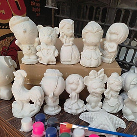 combo 10 tượng tô màu thạch cao kèm màu cọ