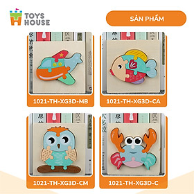 Đồ chơi ghép hình gỗ 3D - đồ chơi gỗ thông minh ToysHouse nhân vật hoạt hình ngộ nghĩnh, màu sắc đa dạng