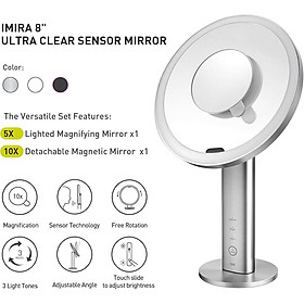  Gương trang điểm cảm biến thông minh EKO EK5288WH-5X-E iMira Ultra clear (Màu trắng ngọc trai) Hàng chính hãng