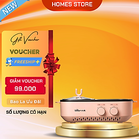 Nồi Lẩu Điện Mini, Nồi Lẩu Nướng Bear DKL-C12D1 Dung Tích 1.2 Lít Công Suất 1200 W - Hàng Nhập Khẩu