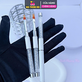 Cọ Ombre Cán Đá Sang Chảnh - Chuyên Dụng Làm Nail, Đầu Dẹt Lông Thưa, Cán Đá, Thiết Kế Đẹp, Tiện Dụng