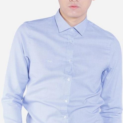 Áo sơ mi nam dài tay ALIGRO 100% chất cotton, thoáng mát, thấm hút mồ hôi tốt xanh dương nhạt cổ bẻ dáng ôm body ALGS145